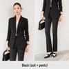 Women's Black Suit Set: Spring-Autumn Formal Workwear for Professional Occasions.