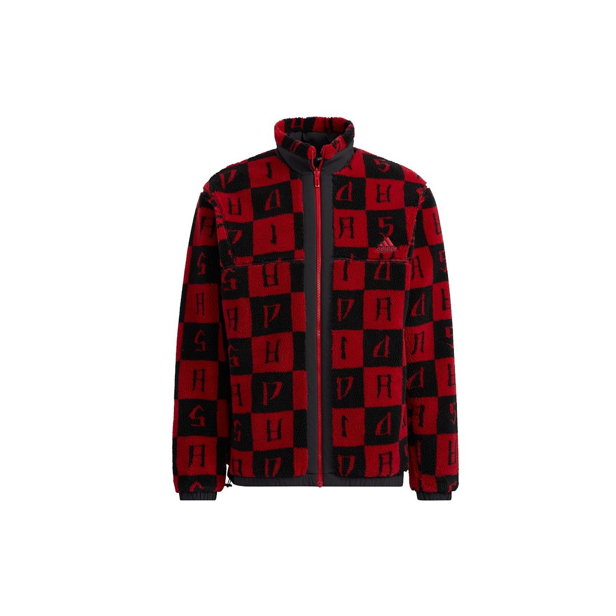 adidas St Aop Boa Jkt Reversible polar fleece Sports Stand Collar Jacket Deep Red Men s H39241 S