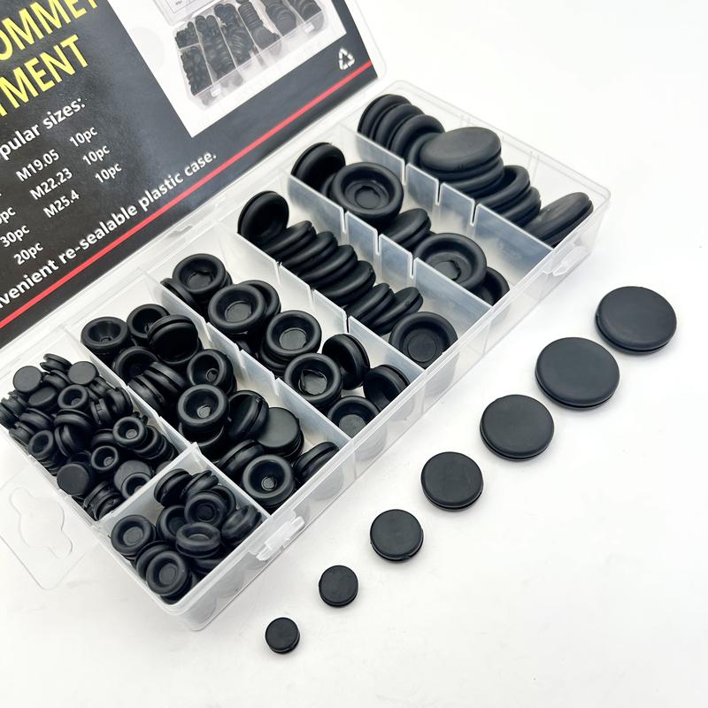 200 st svarta gummitätningsringar, sortimentstorlekar M7.14/M9.53/M12.07/M15.88/M19.05/M22.23/M25.4, dammtäta hålringar för trådskydd