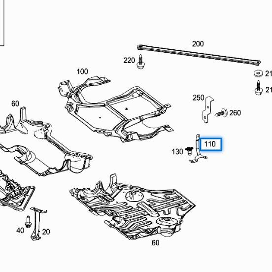 Benz C-Class W204 Undercarriage Shield Bracket (2045240340 / 2045240640)