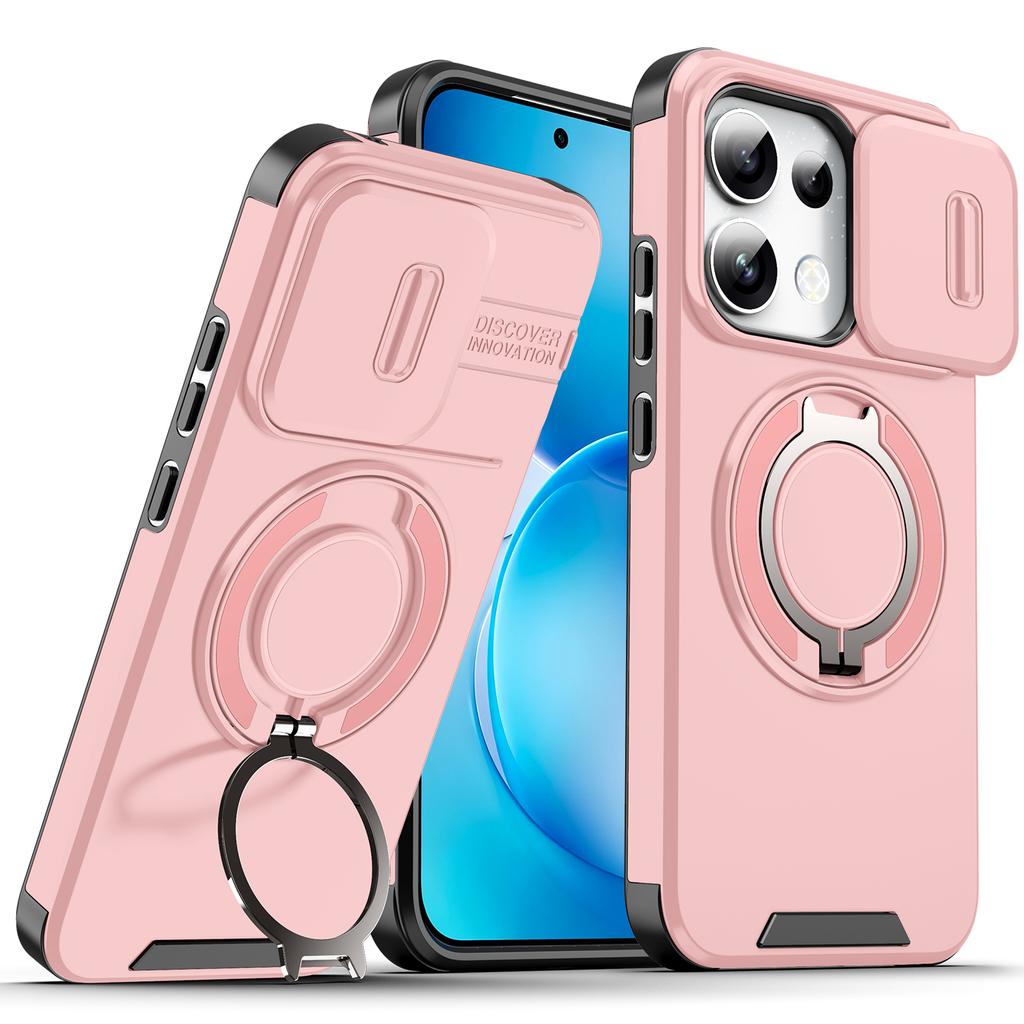 Magnetic Metal Ring Stand Armor Case For OPPO Reno 15 16 Pro Reno15 FS 15F Reno16 FS 16F Slide Push Window Lens Protection Cover
