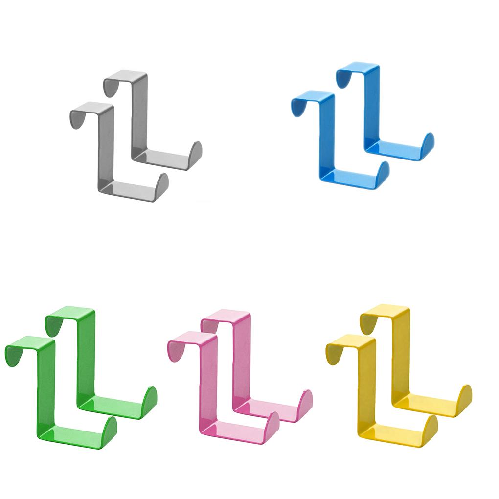 2pcs Over Door Hook Stainless Steel Z-shaped Hanger Kitchen Clasp Punch-Free Nail-Free Self-Adhesion Hangers Rack
