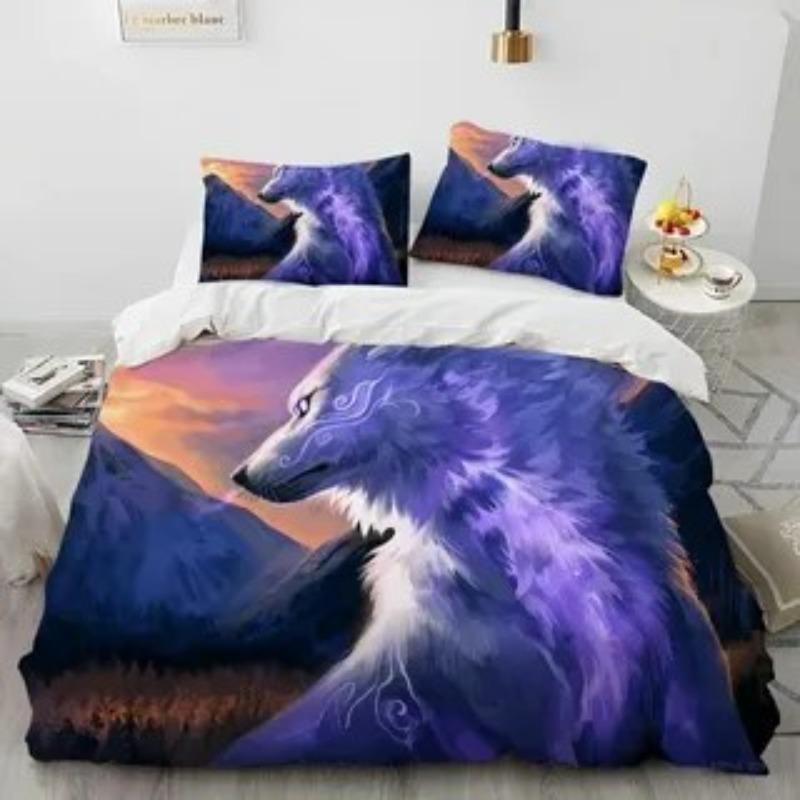 

3D Three-Piece Animal Print Wolf Quilt Cover Digital Printing cover 135 * 200 * 1 and 50 * 75 * 1
