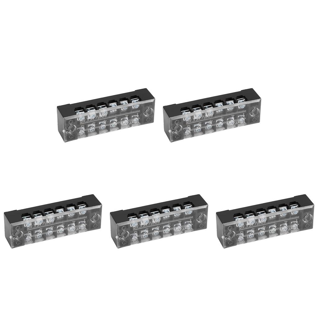 5pcs Terminal Block Barrier Strip Dual Row TB 15A 600V M3 Screws High Tenacity Wire Barrier Block 6 Positions(1506)