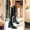 Fashion Winter 2024 Ladies Knee High Shaft Shoes Pointed Toe Solid Color Large Size Warm Footwear Chic and Elegant Pu Women's Long Boots