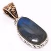 Natural Labradorite 925 Solid Sterling Silver Gift Tow Tone Pendant 1.77" A9n33