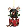 Festival Dachshund Hanging Charm Acrylic Christmas Tree and Car Interior Decoration Decorative Pendant for Indoor