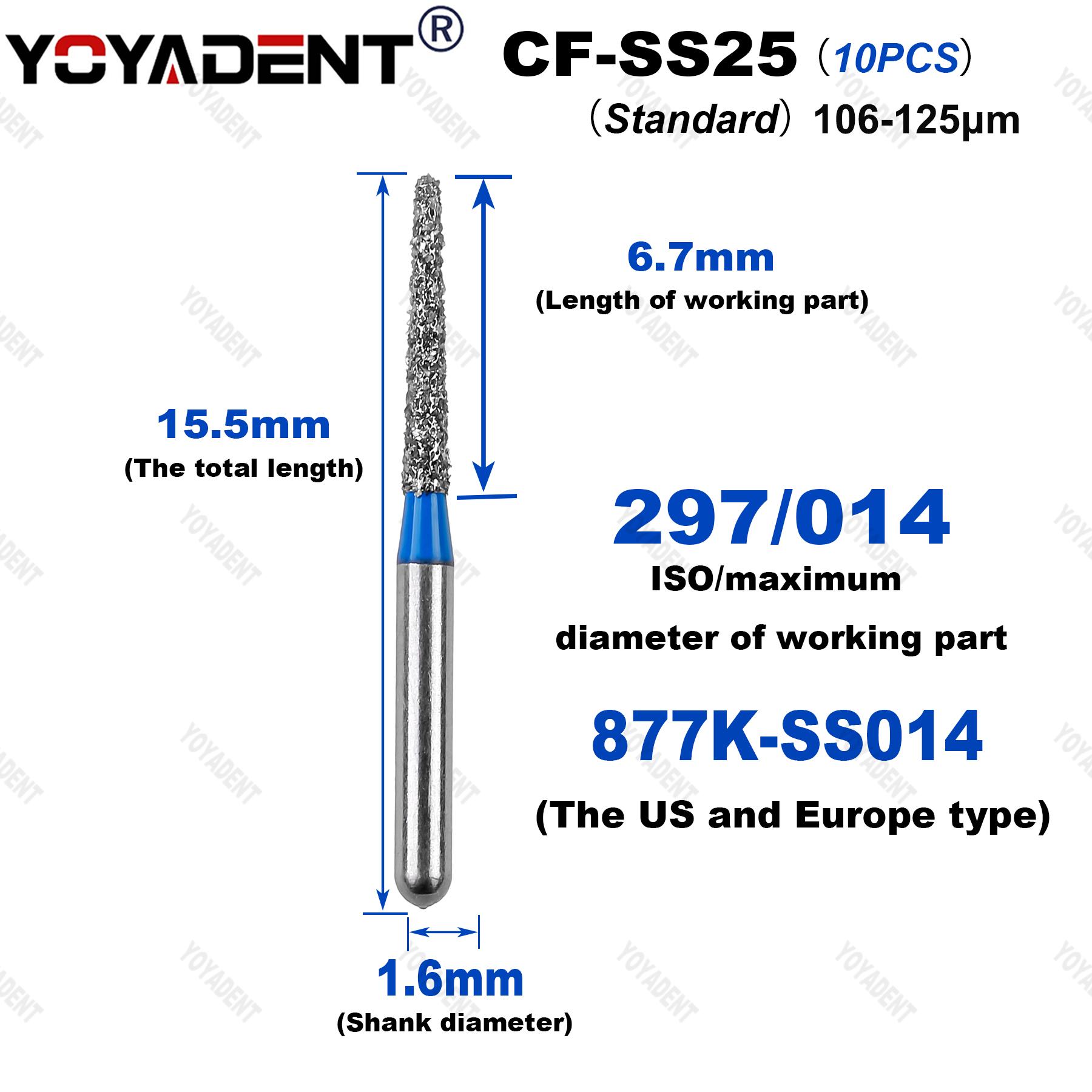 Стоматологические алмазные боры Стандартные Клубнички Стоматологический бор Тип CF Для высокоскоростного наконечника Диаметр 1,6 мм 10 шт./Упаковка