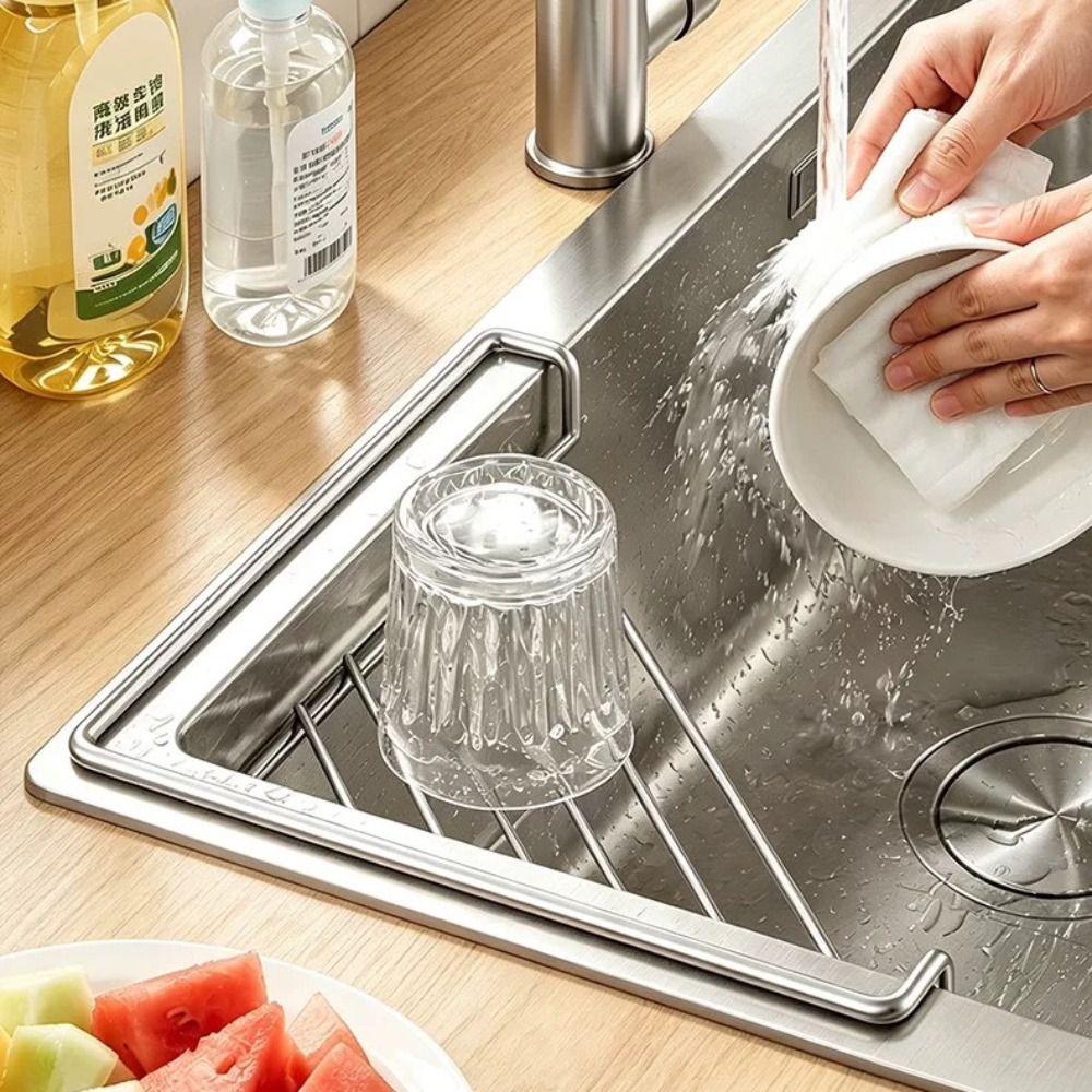 Waterproof Dish Drying Rack Anti-rust Sink Drain Shelf Sink Storage Holder Laundry Room