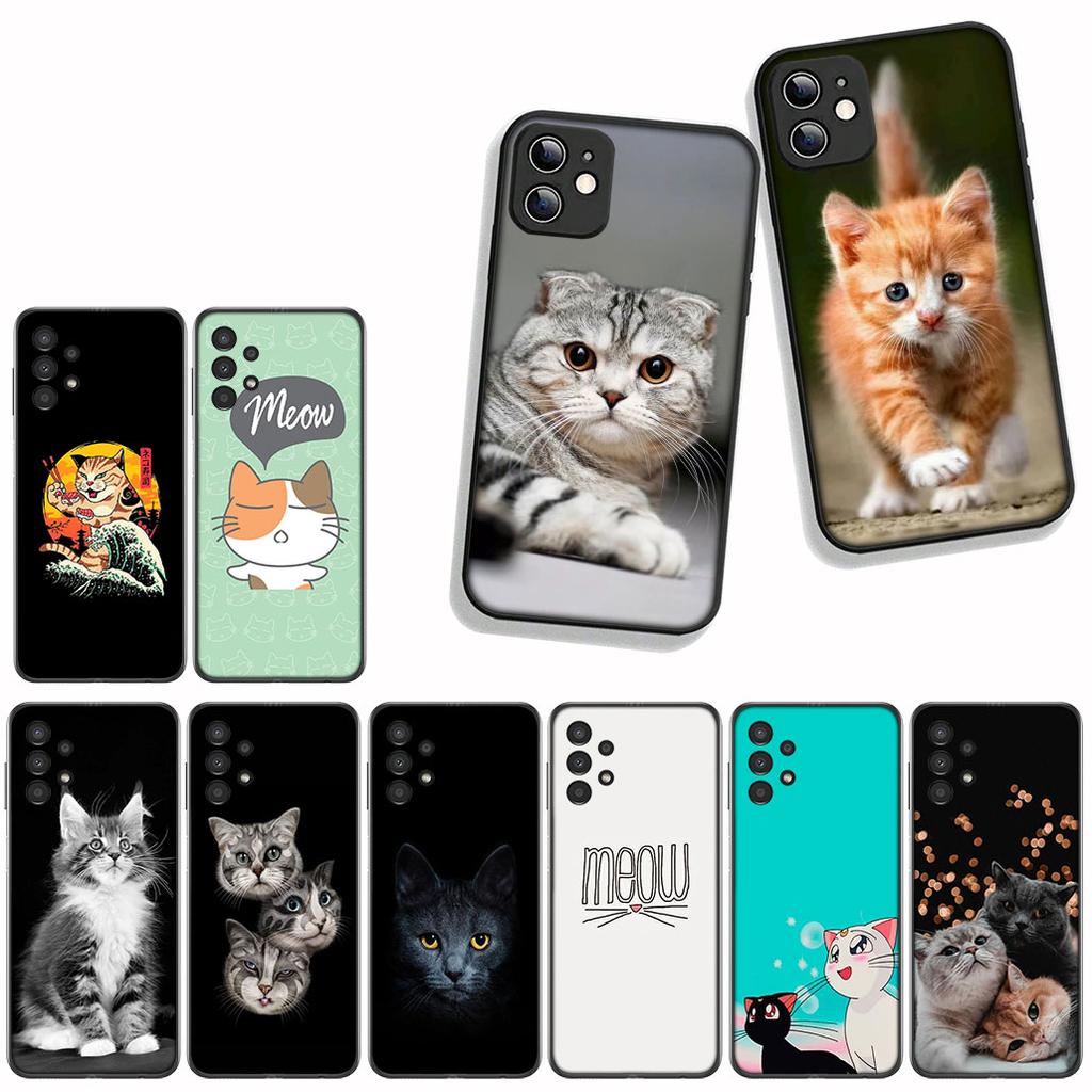For Apple iPhone 16 15 14 Plus 13 12 Mini 17 Pro Max + 16E Air 16+ ProMax Phone Cover Case Cute Cat Meow