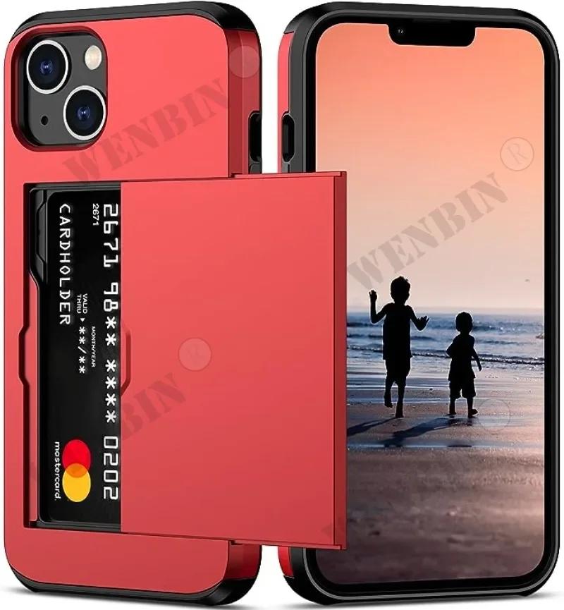 Etui Na iPhone 16 15 14 13 Pro Max Plus Uchwyt Wytrzymałe Ochronne Dwukolorowe Odporne na Wstrząsy Ukryta Slot na Karty Cienkie Pokrowiec Portfel