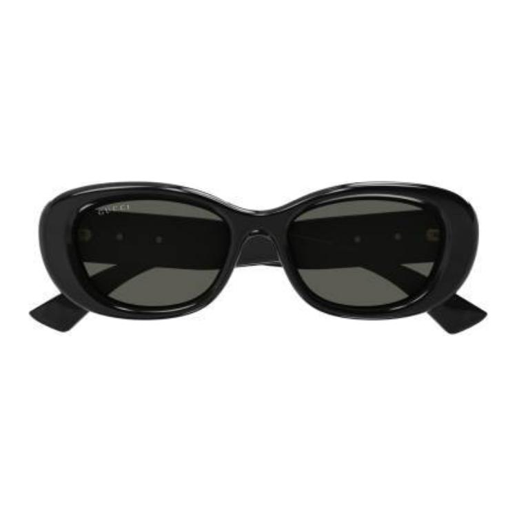 Gucci Logo Design Plastic Injection Oval Frame Sunglasses Women's Black