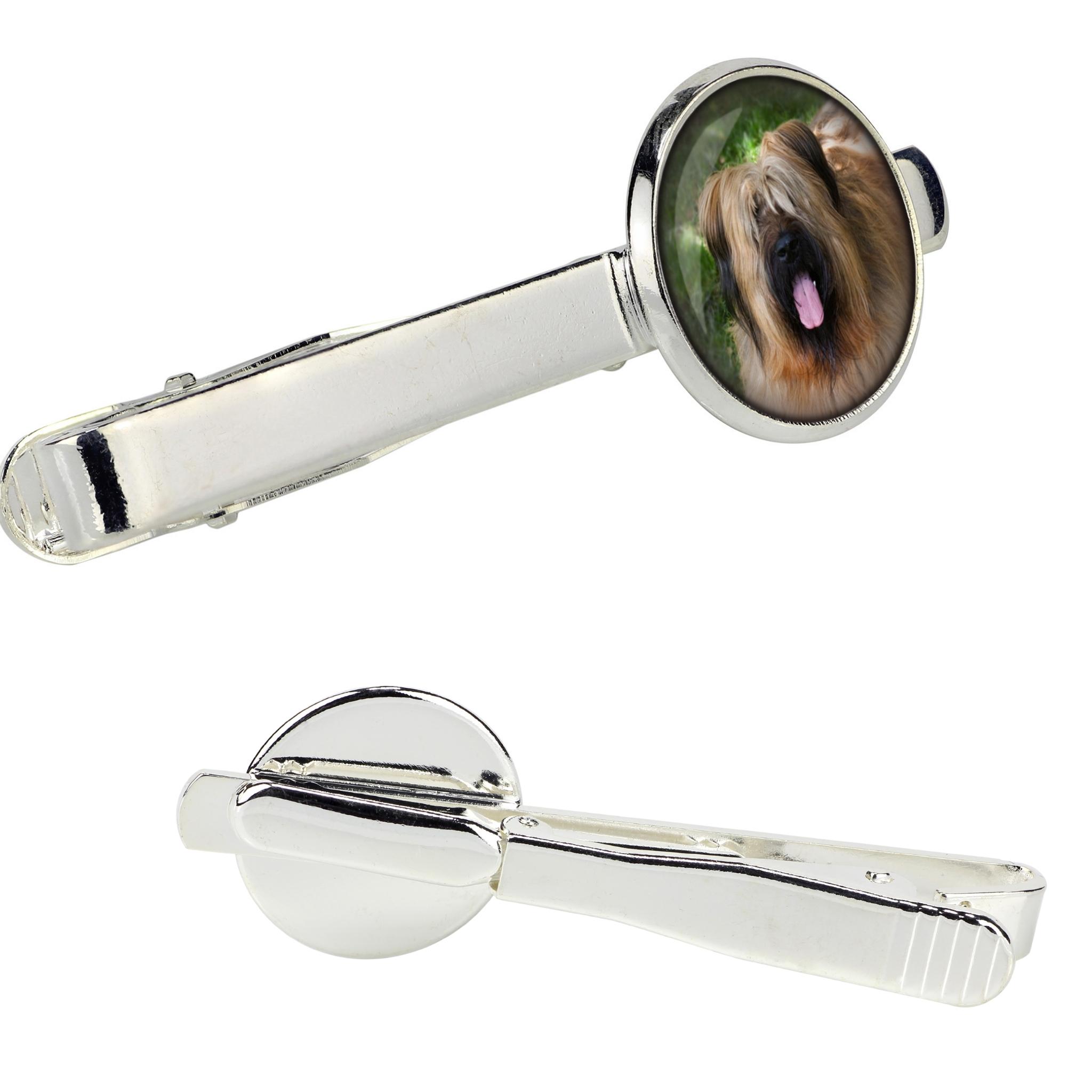 

Briard, Berger de Brie - tie clip in a box, stylish tie, personalized jewelry from the Art-Dog brand срібний