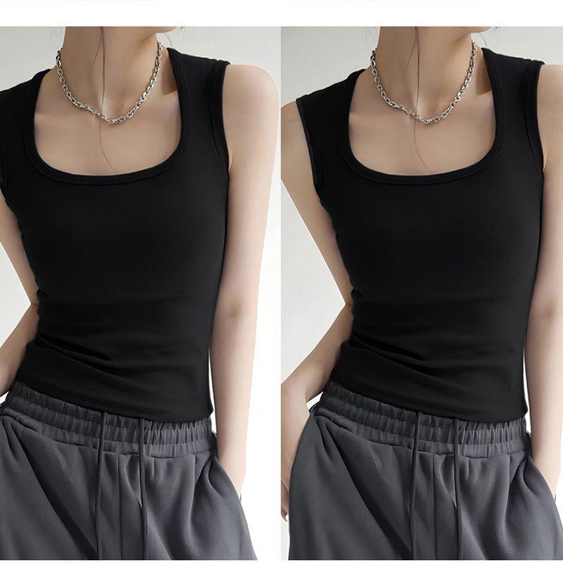 2026 Spring Women's Racerback Camisole Vest with Wide Shoulder Straps – Side Coverage and Solid Color