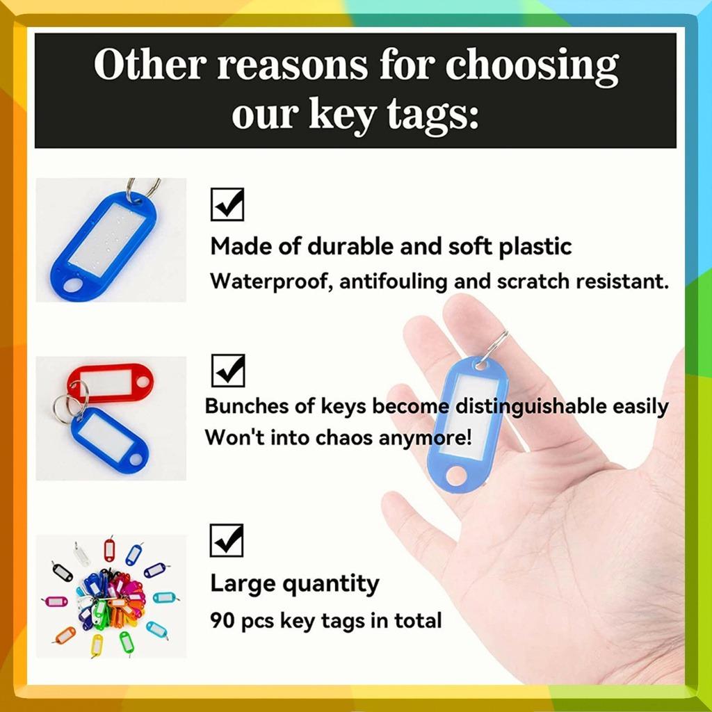 50pcs Key ID Label Colorful Key Holder Plastic with Keyring ID Tags Name Label Card Portable