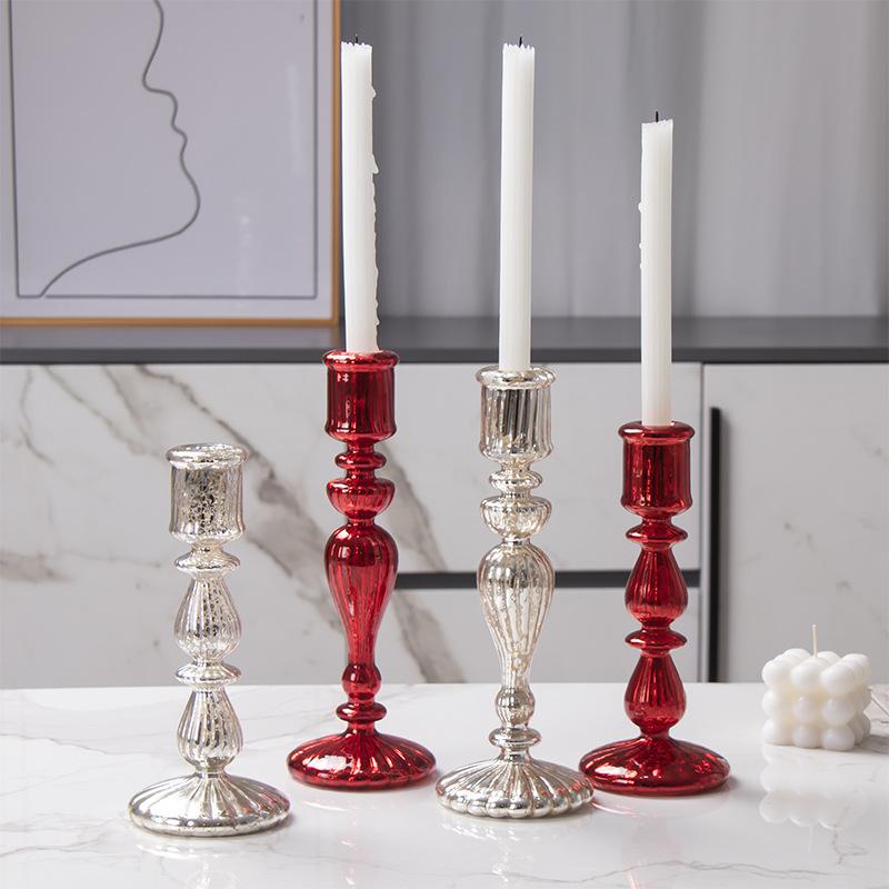 Vintage Glass Candle Holder Christmas Decoration Candlestick for Candle Romantic Candlelight Wedding Accessories Home Decoration