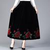 High-end Women's Velvet Skirt Spring Autumn Rhinestones High-waist Velvet Long Skirt Slim-fit Embroidered Plus-size Skirt