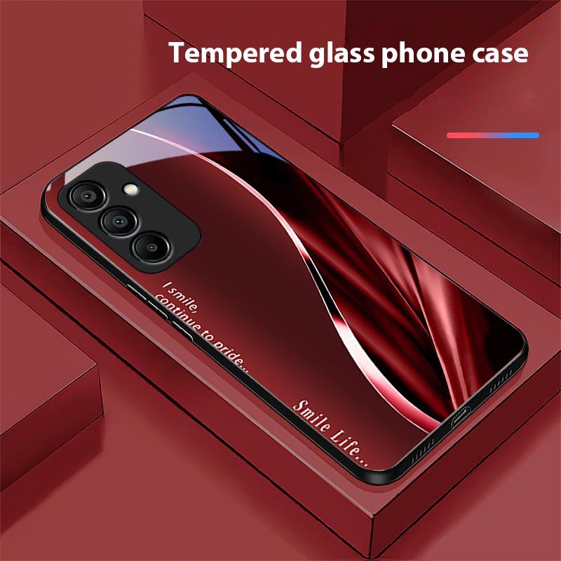 Nowy Miękki Brązowo-Czerwony dla Samsung Galaxy A15 5G 54 4G 51 50 24 35 90 71 12 51 53 52S 80 22 34 Czarny Etui na Telefon ze Szkła Hartowanego