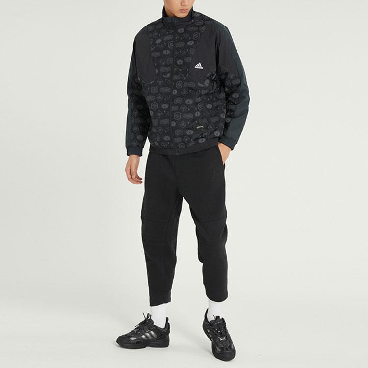 Adidas Logo Print Sports Casual Jacket Men Jackets Black HE7474