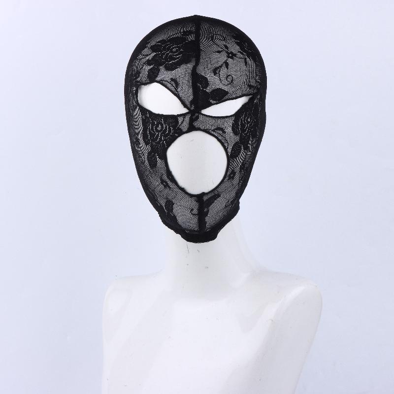 Black Lace Mask Unisex Sexy Head Mask Elastic Face Cover For Cosplay Party Performance Headgear