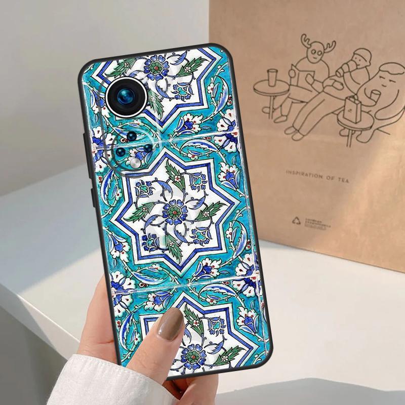 Square Turkish Flower Tiles For Honor Magic 8 Pro 7 6 5 Lite Case For Honor Win RT 200 400 50 70 90 X8b X9a X9b X9c X9d