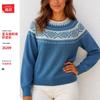 Women S Vintage Fair Isle Knit Sweater Loose Fit Round Neck For Autumn Winter