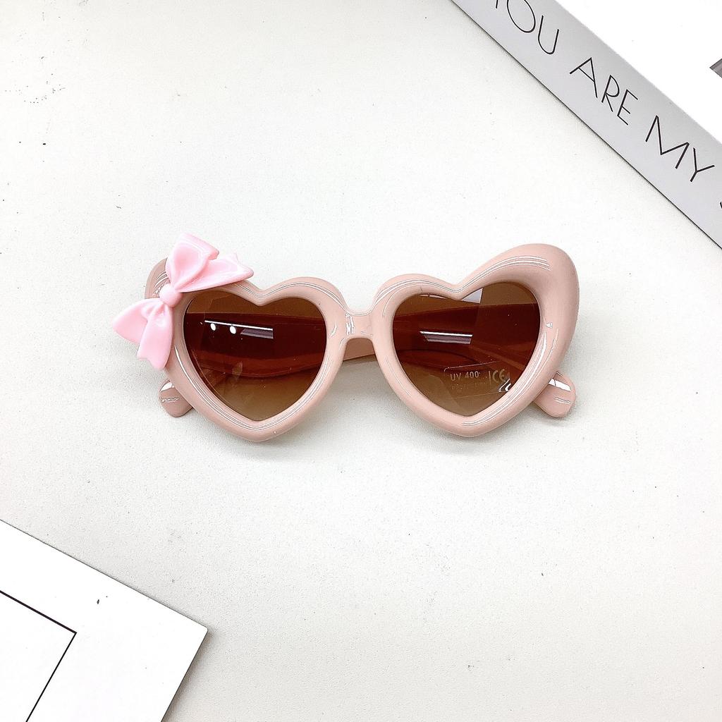 Fashion Bow Children'S Sunglasses Cute Girl Love Sunglasses Sun Protection Uv Glasses Tide