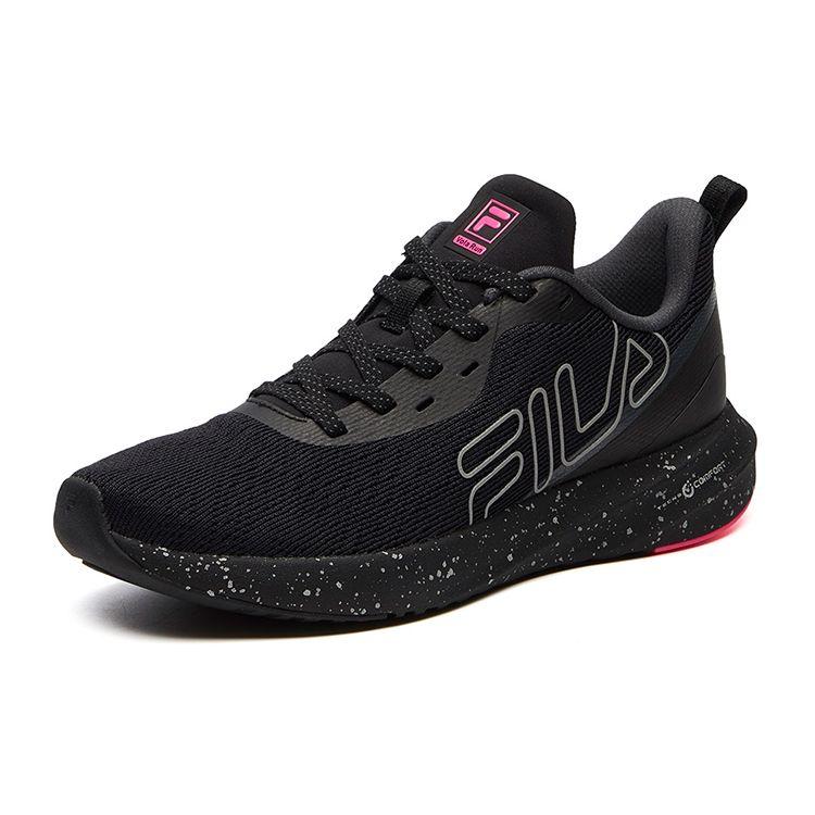 Fila Athletics Comfortable Fabric Shock Absorbing Durable Breathable Low Top Running Shoes Women Sneaker Black Silver A12W112205FBS