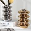 Gold-plated Silver Ceramic Vase Light Luxury Style Circle Vase Ornaments Hydroponic Flower Arrangement Accessories Ceramic Vase