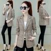 Herbst Damen Karoblazer und Jacken Arbeit Büro Dame Anzug Slim Einreiher Business Damen Blazer Mantel Damen Freizeitjacke