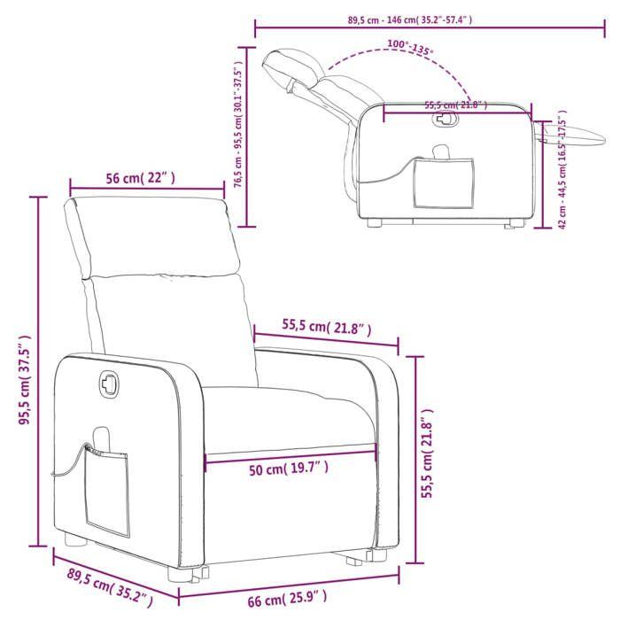VidaXL Reclining Massage Armchair, Relaxation Chair with Adjustable Backrest and Footrest, Salon Seat Room of 3206712