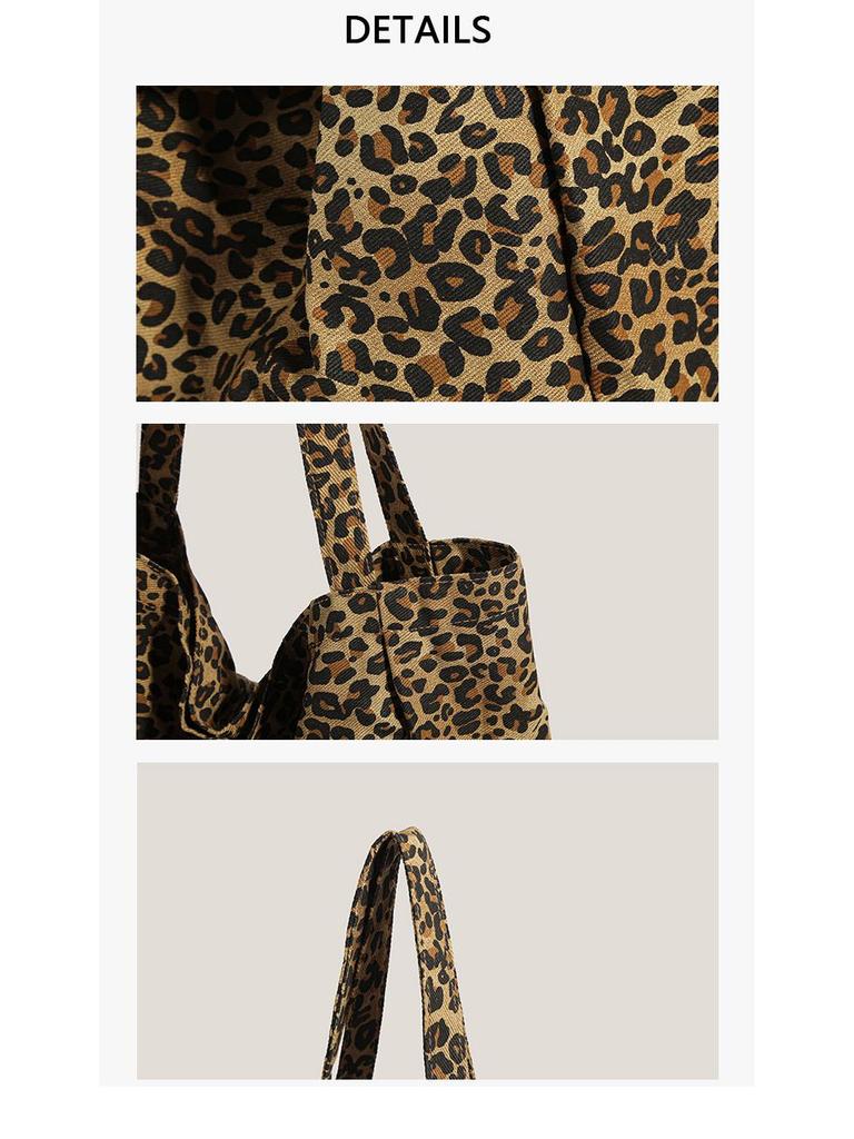 Leopard Print Canvas Shoulder Bag for Women - 2025 Trendy Large Capacity Tote