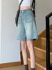 Pantaloncini di Jeans da Donna Retrò Taglia Grande Stile Americano Gamba Larga Capri Vintage Street Estate Femminile Vita Alta Larghi Corti Jeans