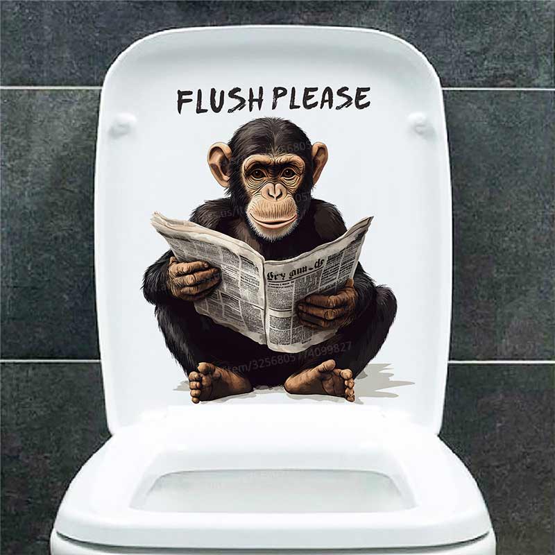 Cartoon Monkey Toilet Sticker Toilet Cover Sticker Wall Stickers Animal Wc Sticker Fun For Home BathRoom Decoration S529