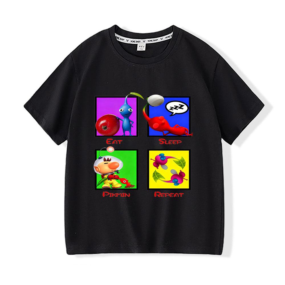 

Game Pikmin Cartoon Children s T-Shirt 100% Cotton Funny Casual Kids Tops Graphic Printing Tees O-Neck Short Sleeve Summer Wear 100 чёрный