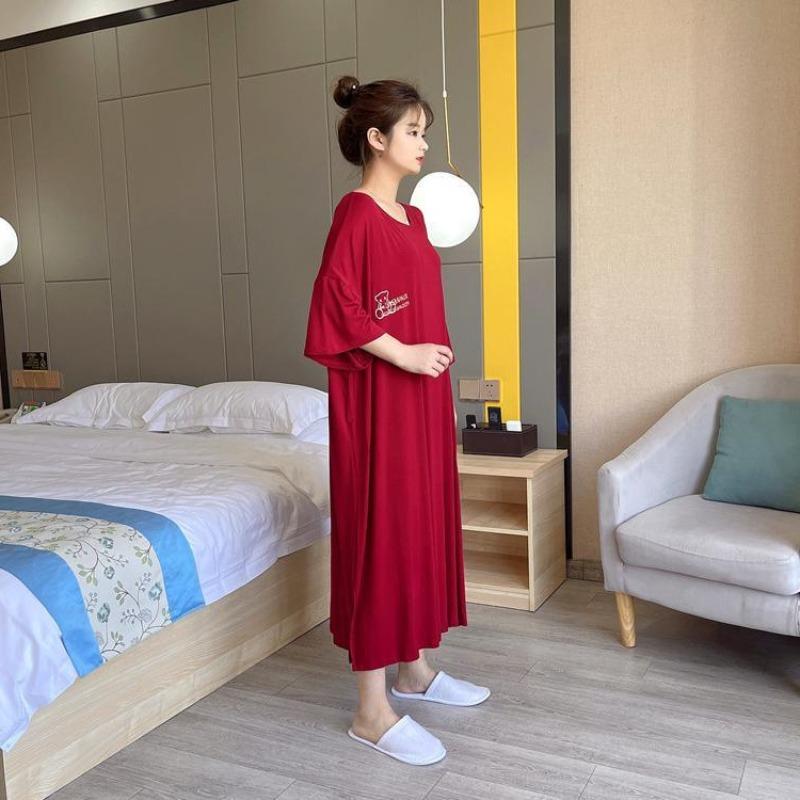 YYFS Women's Fashion Summer Spring 3/4 Sleeves O-Neck Loose Waistline Casual Dresses