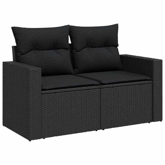 VidaXL Salon de jardin 7 pcs avec coussins noir résine tressée 3267295