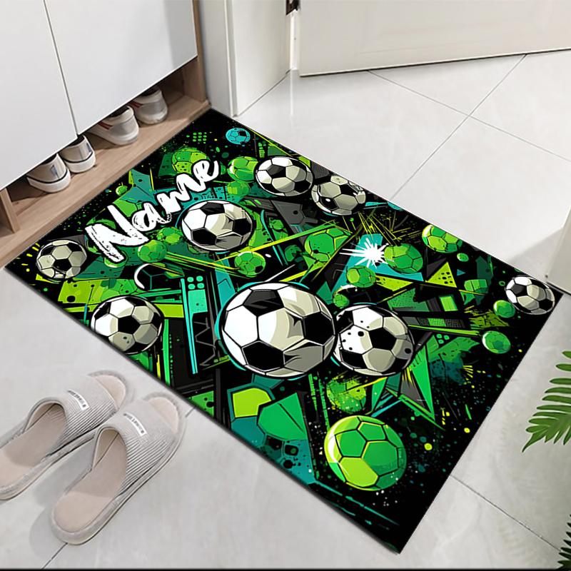 Benutzerdefinierter Fußball-Teppich mit Namen, für Bürostuhl, Wohnzimmer, Schlafzimmer, Küche, Dekor, Geschenke.