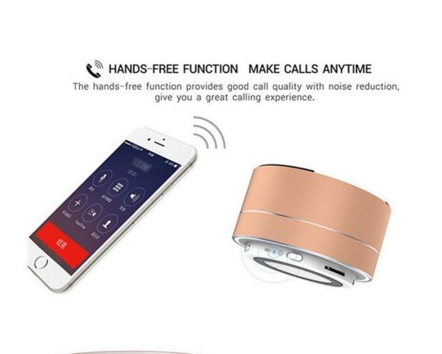 Reflective LED Light Metal Round Shape Bluetooth Speaker A10 Pink