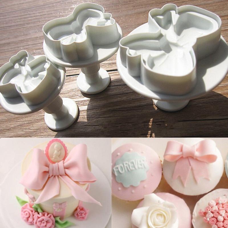 

3Pcs Bow Plunger Sugarcraft Торт Печиво Прикраса Помадка глазурі інструмент 3Pcs Shell