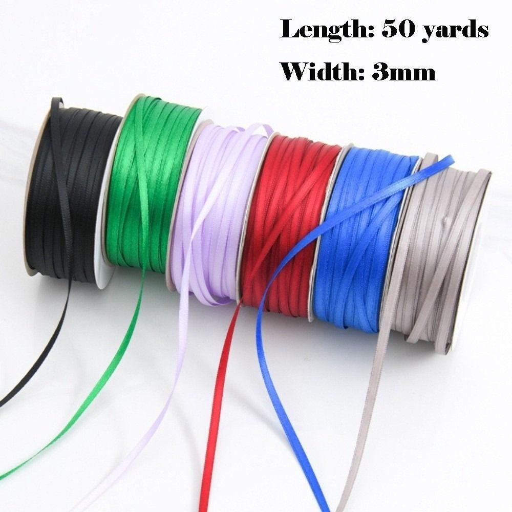Multi-purpose 50Yards/Roll Thin Ribbon 3MM Double-Sided Balloon Ribbon Solid Color Flower Packaging Ribbon Gift Wrapping