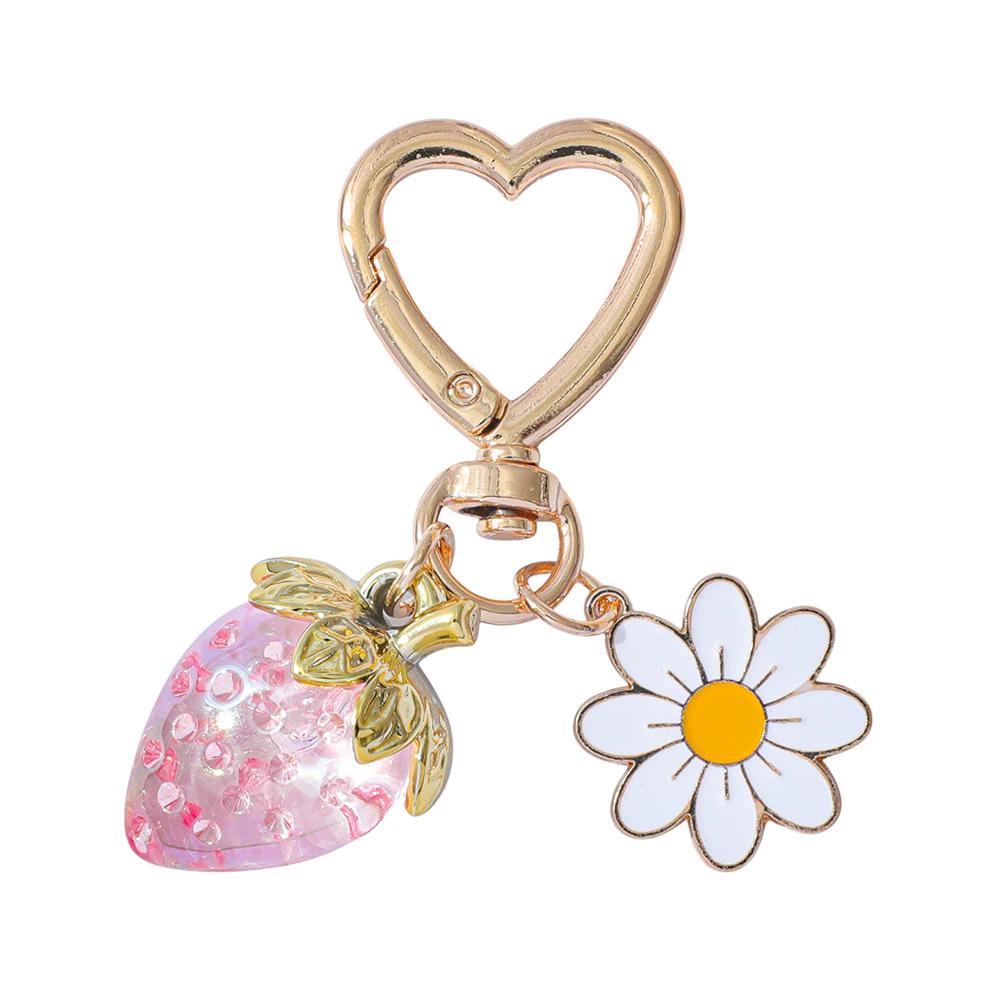 Cute Strawberry Keychain,Bag Charms,Kawaii Heart Flower Key chains Accessories Decor for Girls Purse Gifts