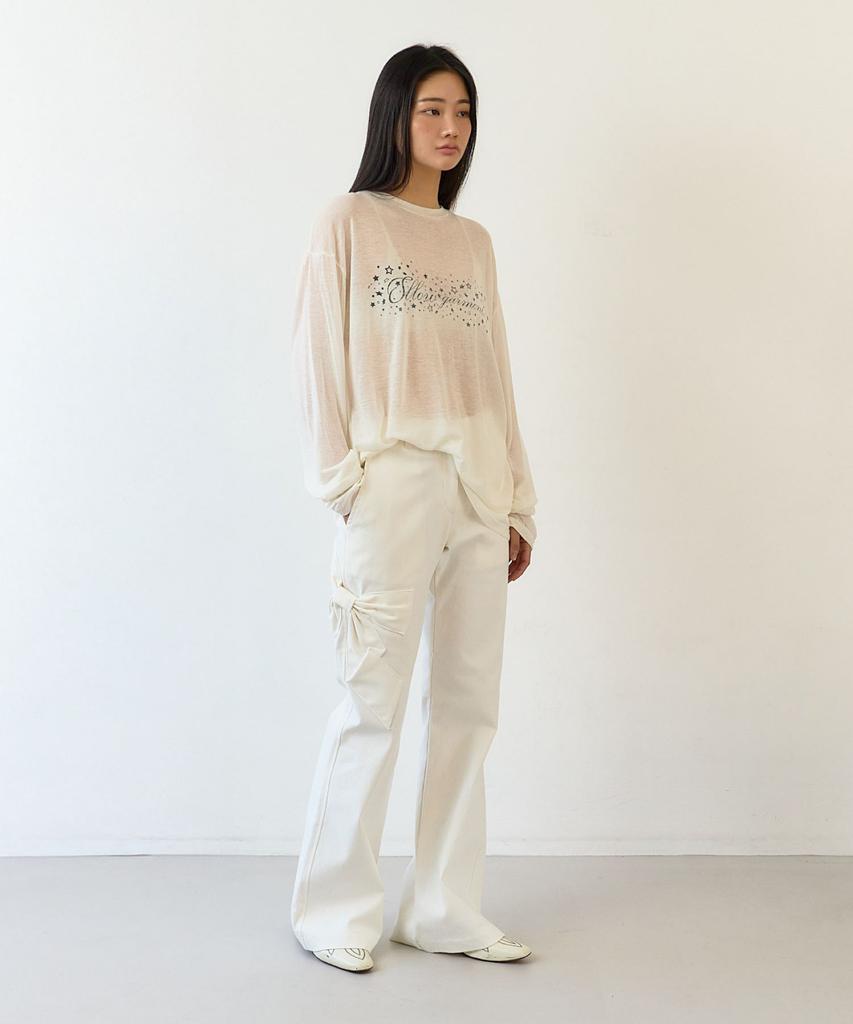 SLLOW GARMENTS Sheer Oversized Lettering Tee White