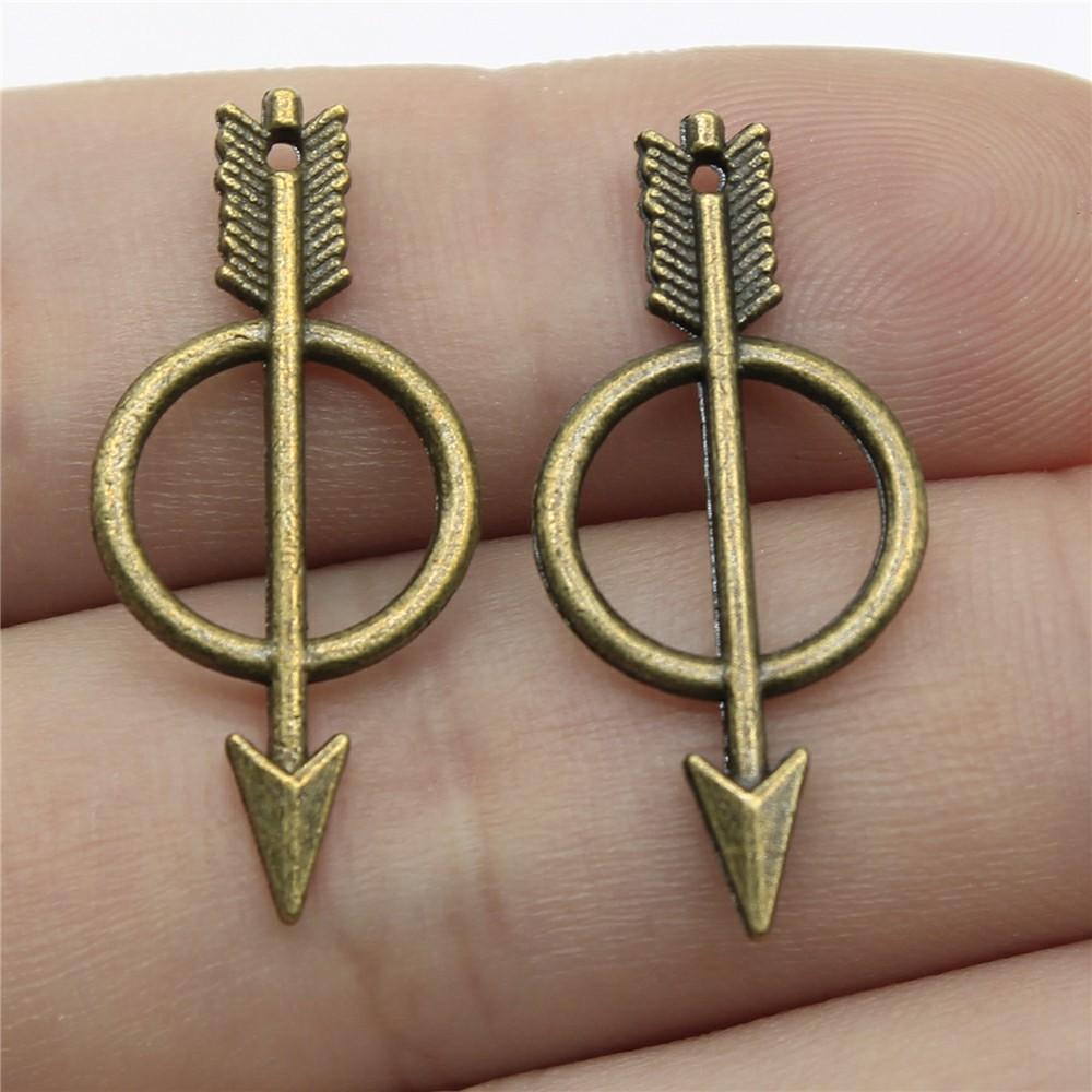 20pcs Arrow Charms Tibetan Bronze Silver Color Pendants Antique Jewelry Making DIY Handmade Craft