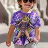Monster Pattern 3D Printed Children's T-shirt, Boys' Fun Short Sleeved Top
