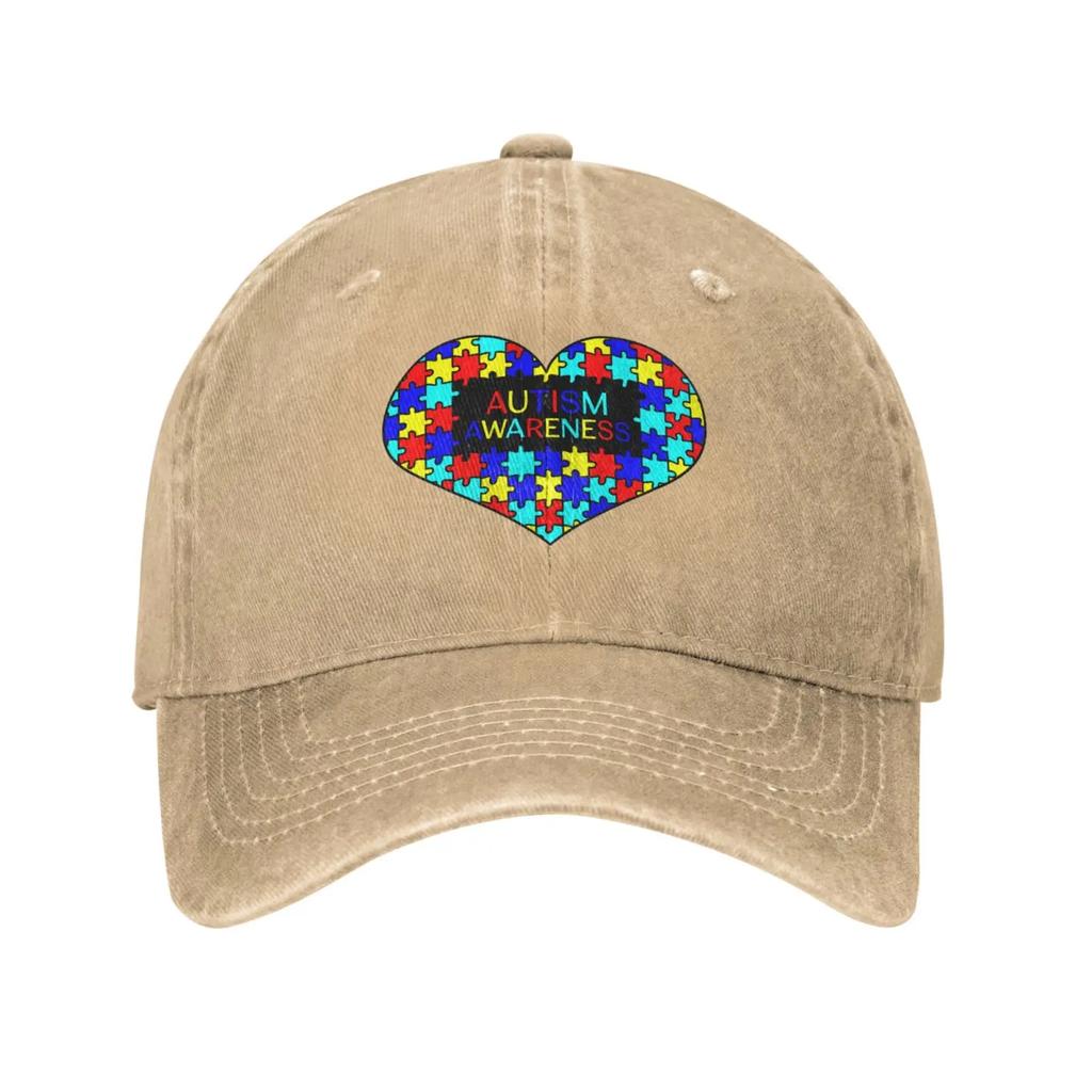 Unisex Love Heart Autism Awareness Baseball Cap Adjustable Hat Sandwich Cap Hip Hop Hats