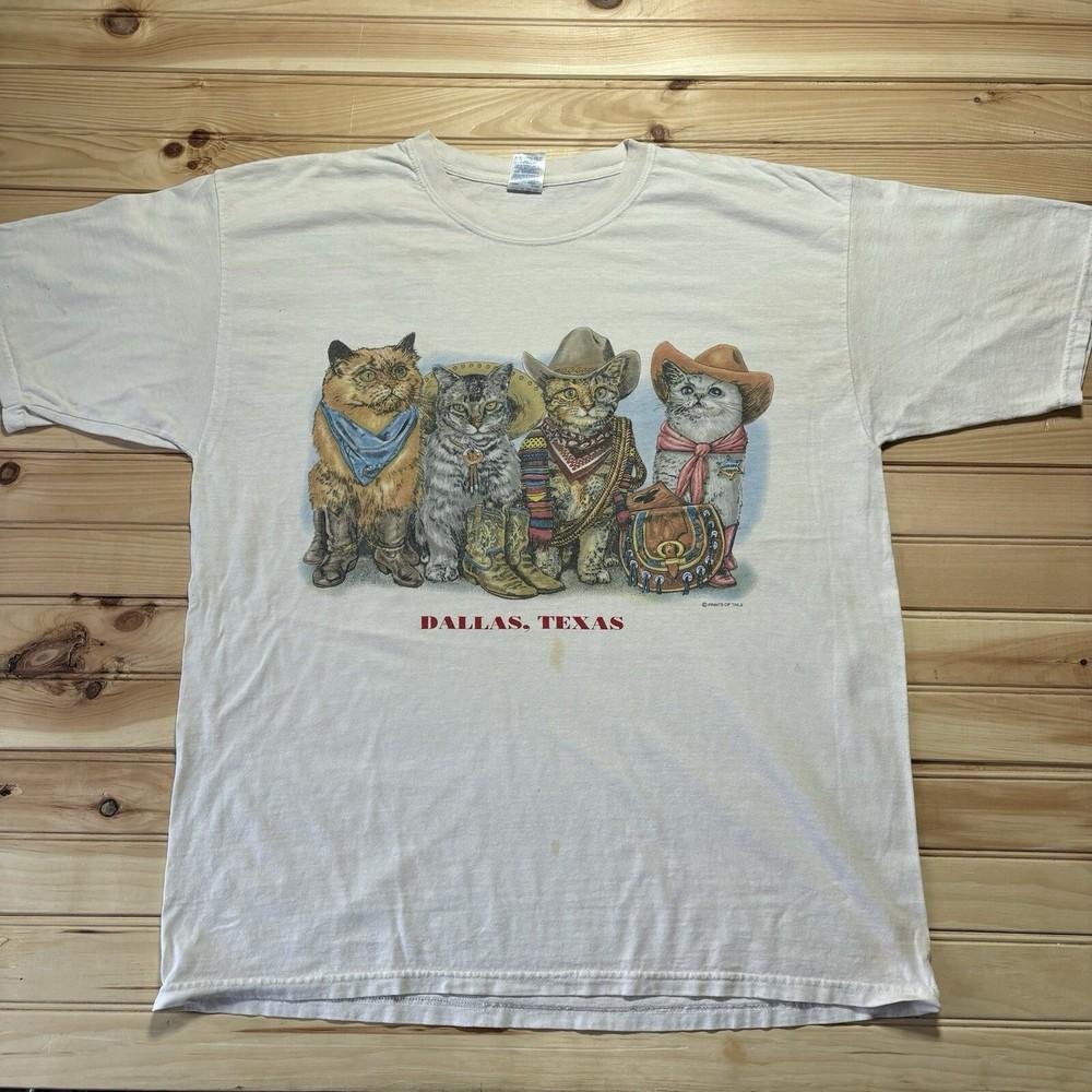 Vintage 90s Cowboy Boots Western Cats One Sided Texas Shirt Size XL Unisex T-Shirt S разноцветный