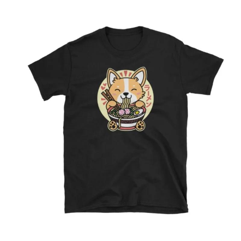

Kawaii RaUnisex Cute Anime Dog Corgis Japanese Noodles Short Sleeve TShirt Women Clothing Fashion Summer Streetwear Graphic Y2Ktop S