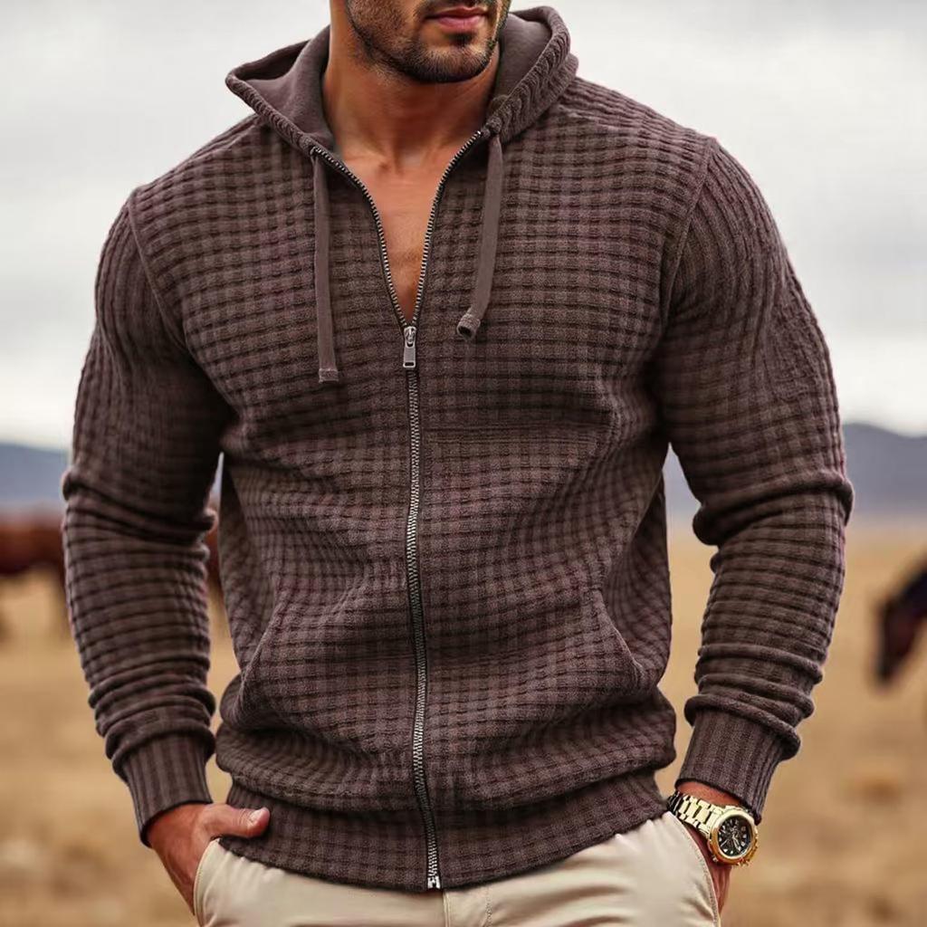 Mens Hoodies Pullover Full-Zip Long Sleeve  Knit Hooded Sweatshirt Hoodie For Men Fall Casual Clothes