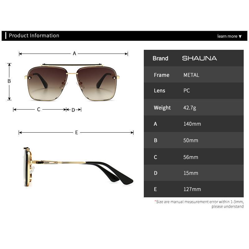 SHAUNA Vintage Square Double Bridges Woman Sunglasses Brand Designer Ins Popular Fashion Gradient Shades UV400 Female Sun Glasses